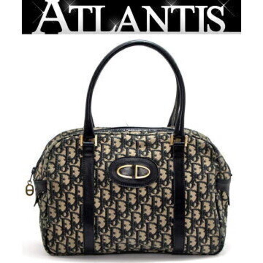 Christian Dior Trotter Handbag Navy Blue Canvas